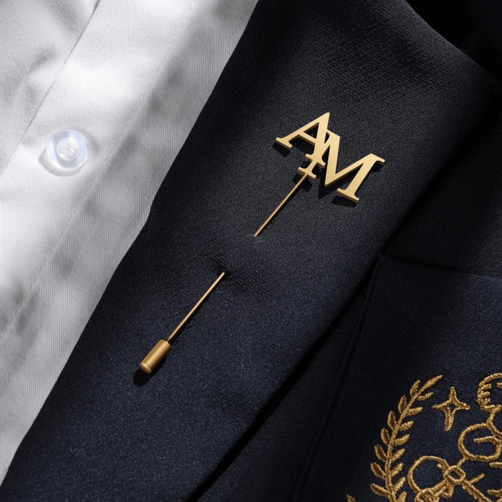 Custom Initials Brooch Men Sta - Embroidery Initials ulasan dan harga