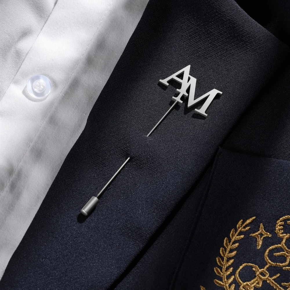 Custom Initials Brooch Men Sta - Embroidery Initials ulasan dan harga