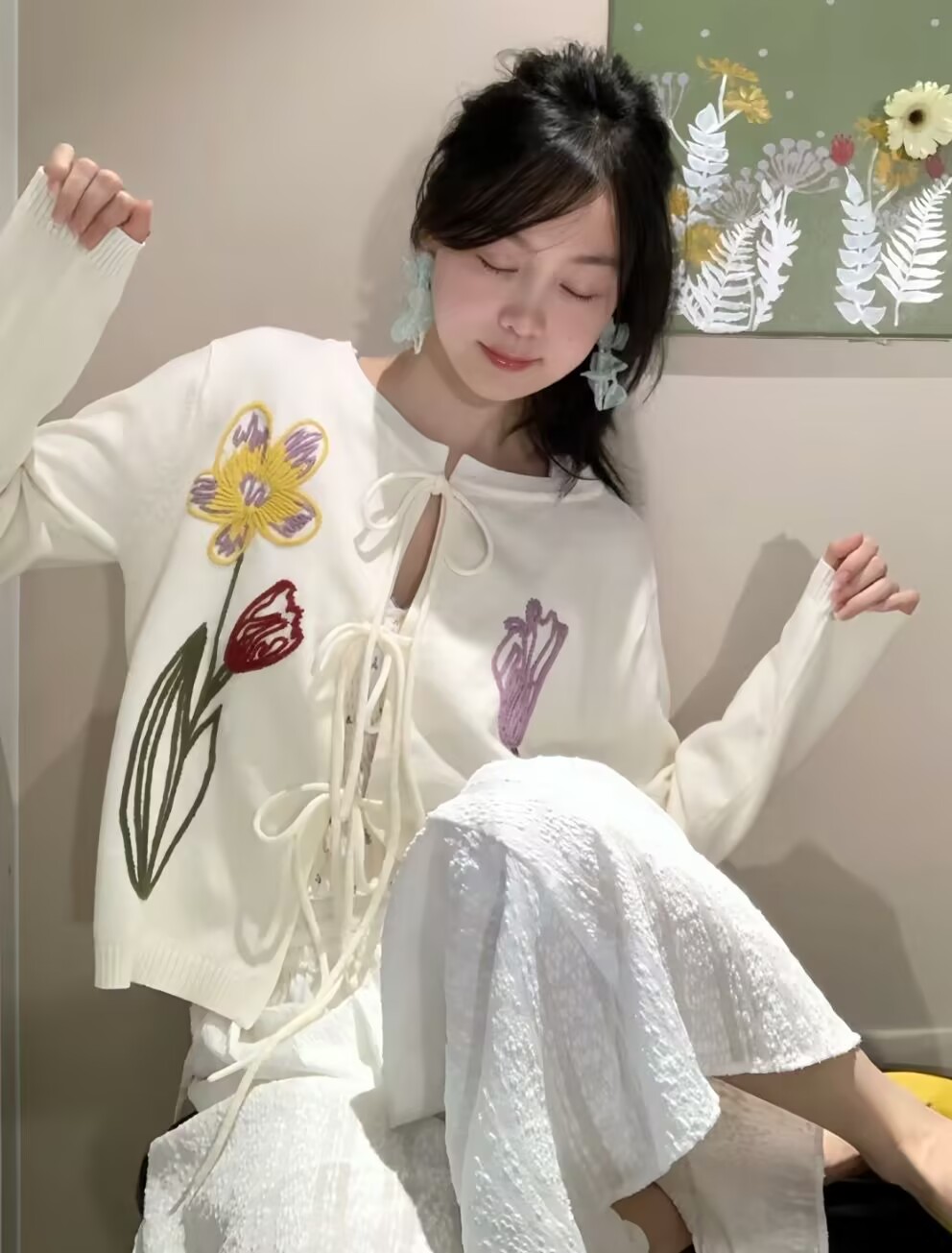 Womens Knit Cardigan Embroider - Embroidery Cardigan ulasan dan harga
