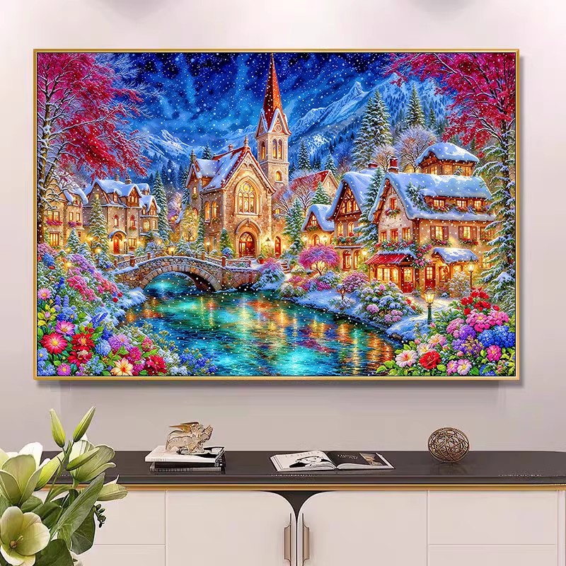 9ct 100x75cm Winter Church Emb - Embroidery Tas ulasan dan harga