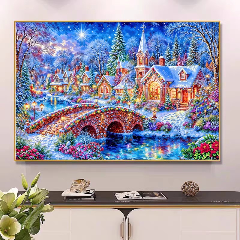 9ct 100x75cm Winter Church Emb - Embroidery Tas ulasan dan harga