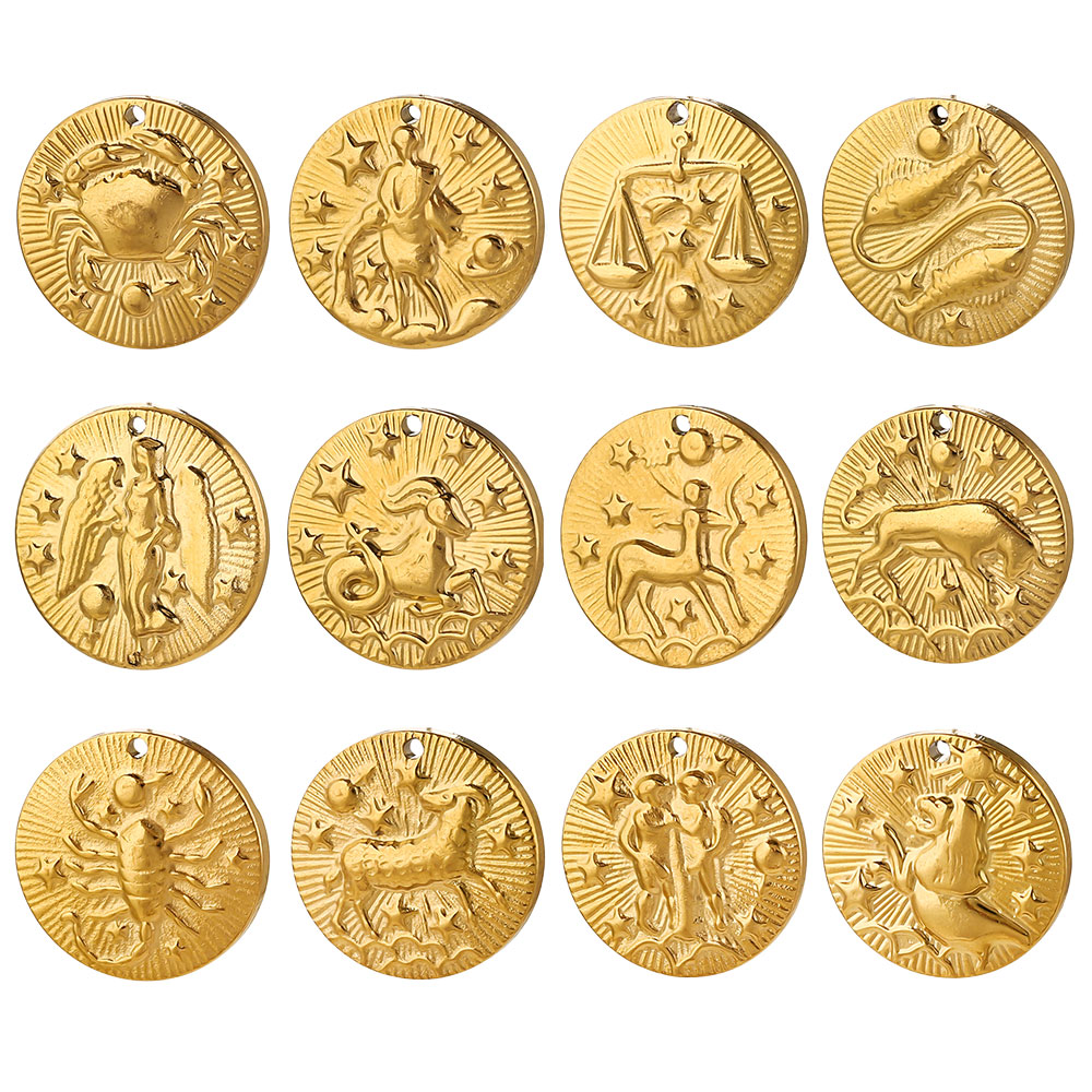 5pcs Stainless Steel 12 Zodiac - Embroidery Charm ulasan dan harga