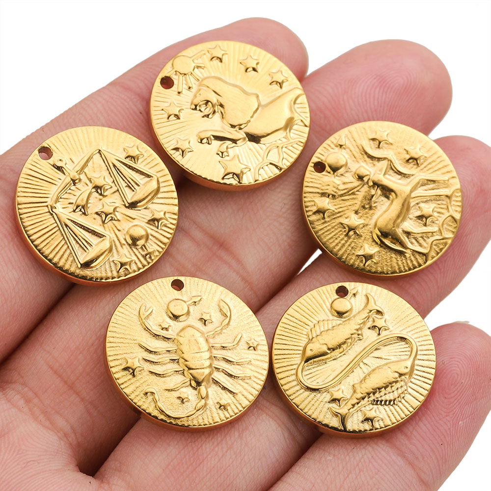 5pcs Stainless Steel 12 Zodiac - Embroidery Charm ulasan dan harga