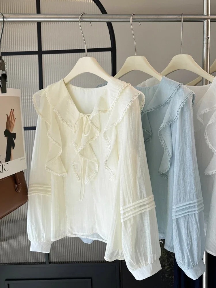 French V-Neck Chic Long Sleeve - Embroidery Fashion ulasan dan harga