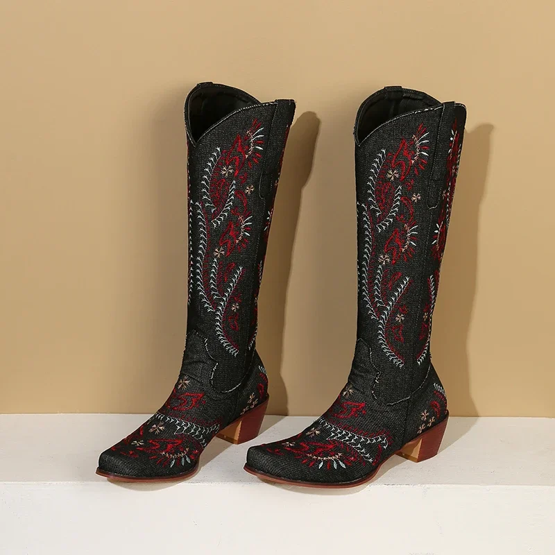 Blue Denim Western Cowgirl Kne - Embroidery On Jeans ulasan dan harga