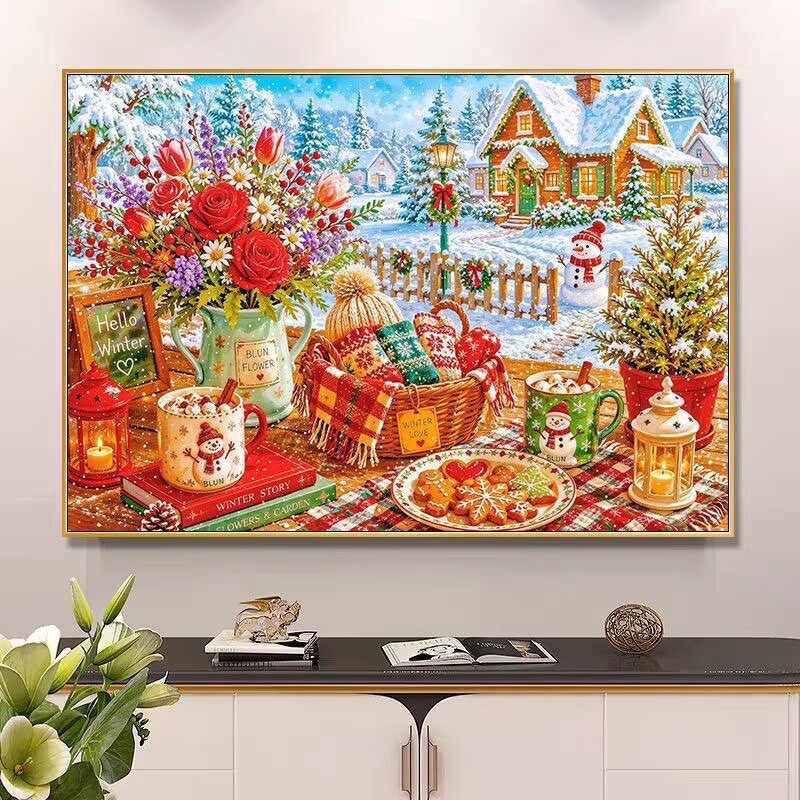 9CT 14ct Winter Printed Kits C - Embroidery Tas ulasan dan harga