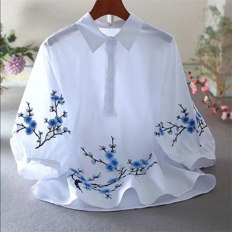 White Embroidered Shirt Women  - Embroidery On Shirt ulasan dan harga