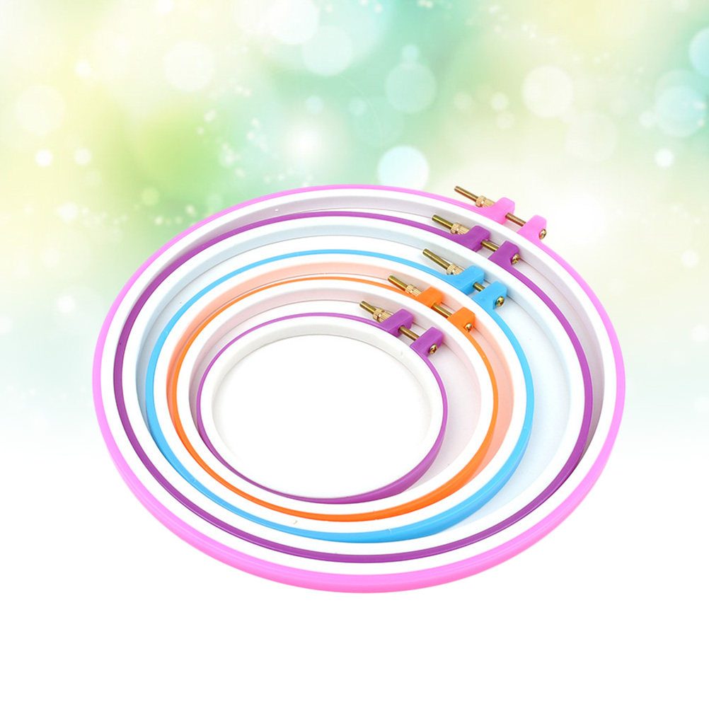 5Pcs Cross Stitch Hoop Set Pla - Embroidery Ring Sizes ulasan dan harga