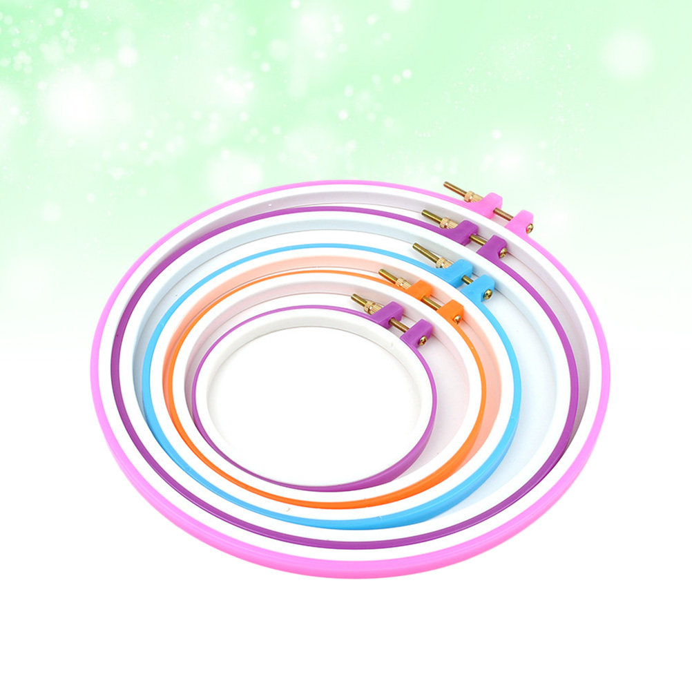 5Pcs Cross Stitch Hoop Set Pla - Embroidery Ring Sizes ulasan dan harga